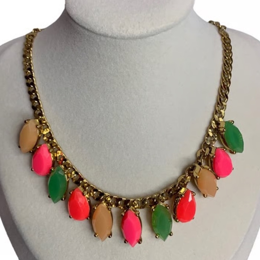 Kate Spade “Gardens of Paris” Vibrant Marquis Lucite Gem Necklace